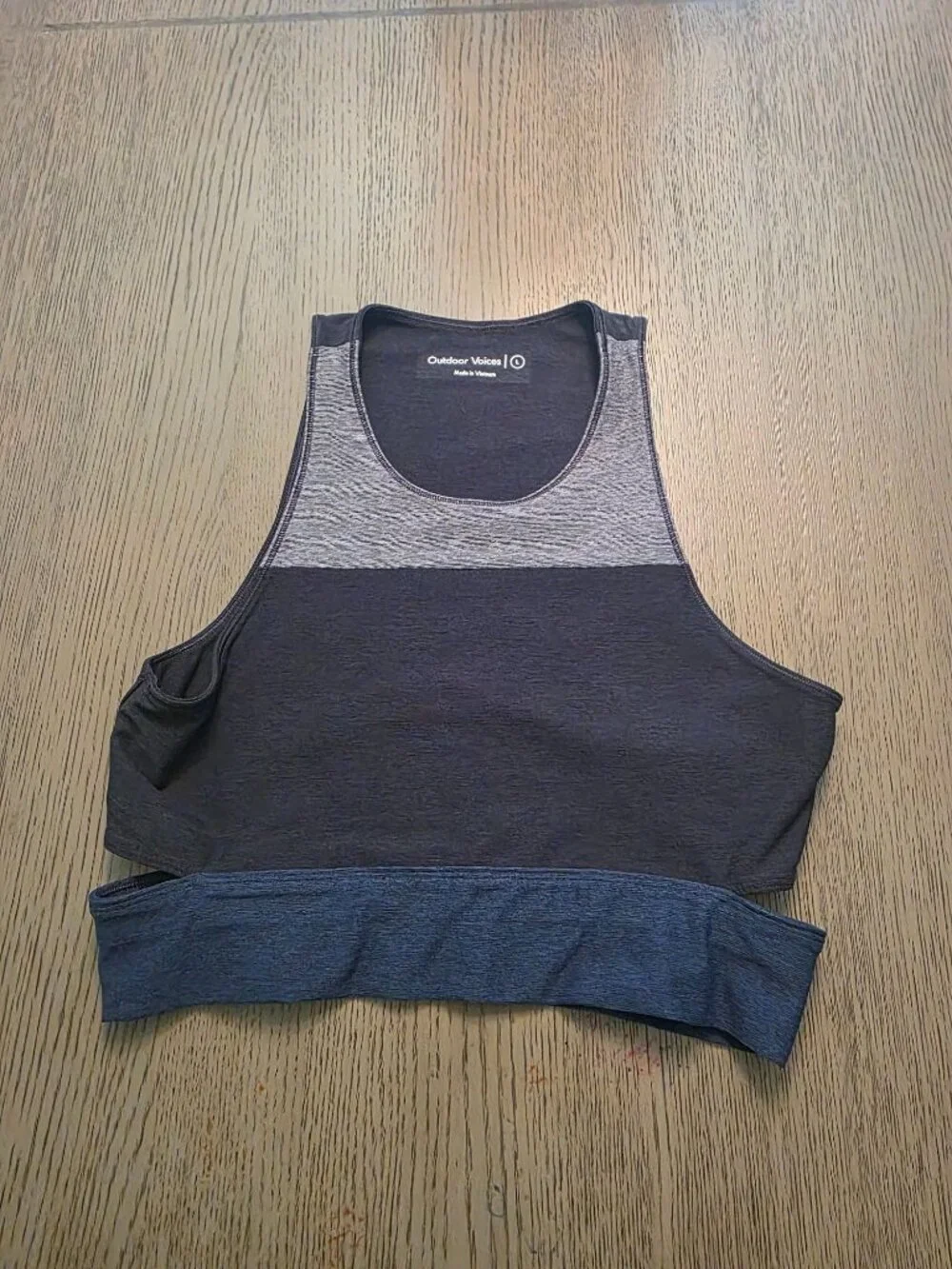 Outdoor Voices Slash Back Blue Colorblock Sports Bra L EUC